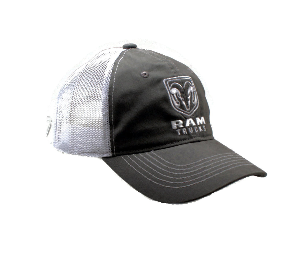 Hat - RAM Trucks Vented Trucker Style Mesh Cap Grey & White